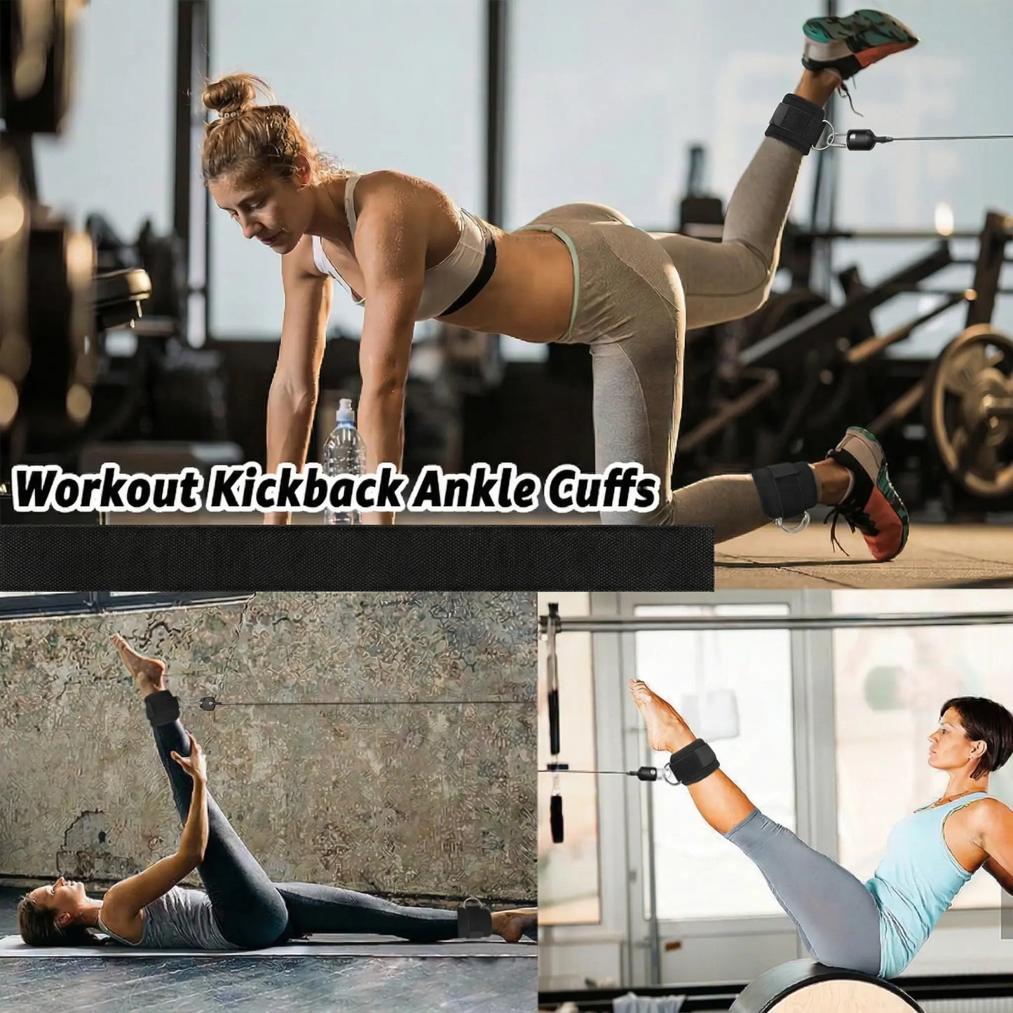 Ankle Resistance Bands, Ankle Bands for Working Out with Cuffs, Resistance Bands for Leg Butt Training Workout Equipment for Kickbacks Hip Gluteus Training Exercises, Ankle Strap with Exercise Bands Outdoorfun Fitness