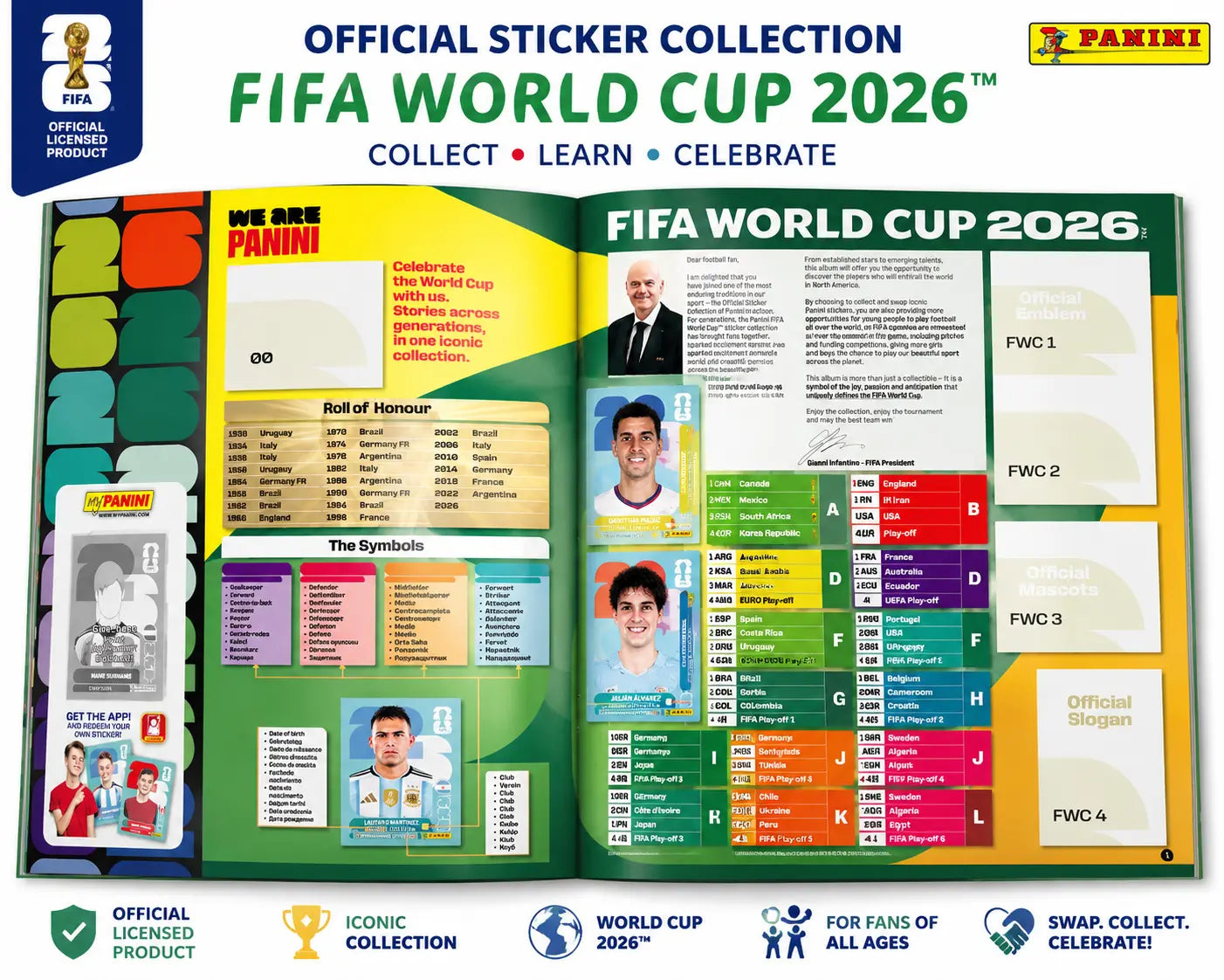 FIFA/PANINI Authorized World Cup Star Sticker Commemorative Booklet, Each Box of Stickers Contains 50 Bags, with 7 Stickers per Bag