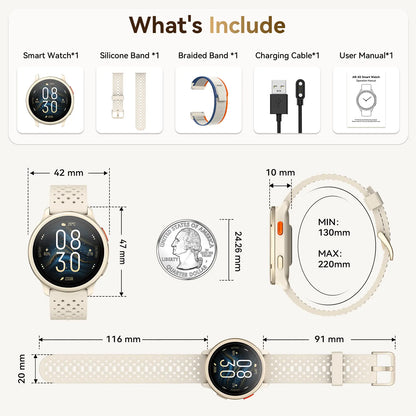 FANYAR-02 AI Smartwatch with Silicone Band, 1.27In Full Touch Screen,Ip68 Waterproof Bluetooth Music Player,Heart Rate/Sleep Monitor Fitness Tracker for Iphone Android Phones Health Smartwatch Wearable Smartphone Wristwatch Sport Mode Tiktokshopsummersale