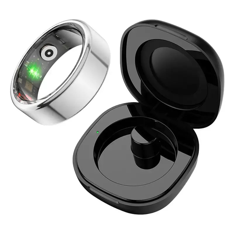 BRILO T07 Modern round Smart Ring Health Tracker - Wearable Devices, Electronic Gadgets, Wireless Fitness Tracker for Work, Aerospace Titanium, 64Kb+8Kb Storage, IP68 Waterproof, Step Counter, Sleep Insights, Free App, Charging Case Included