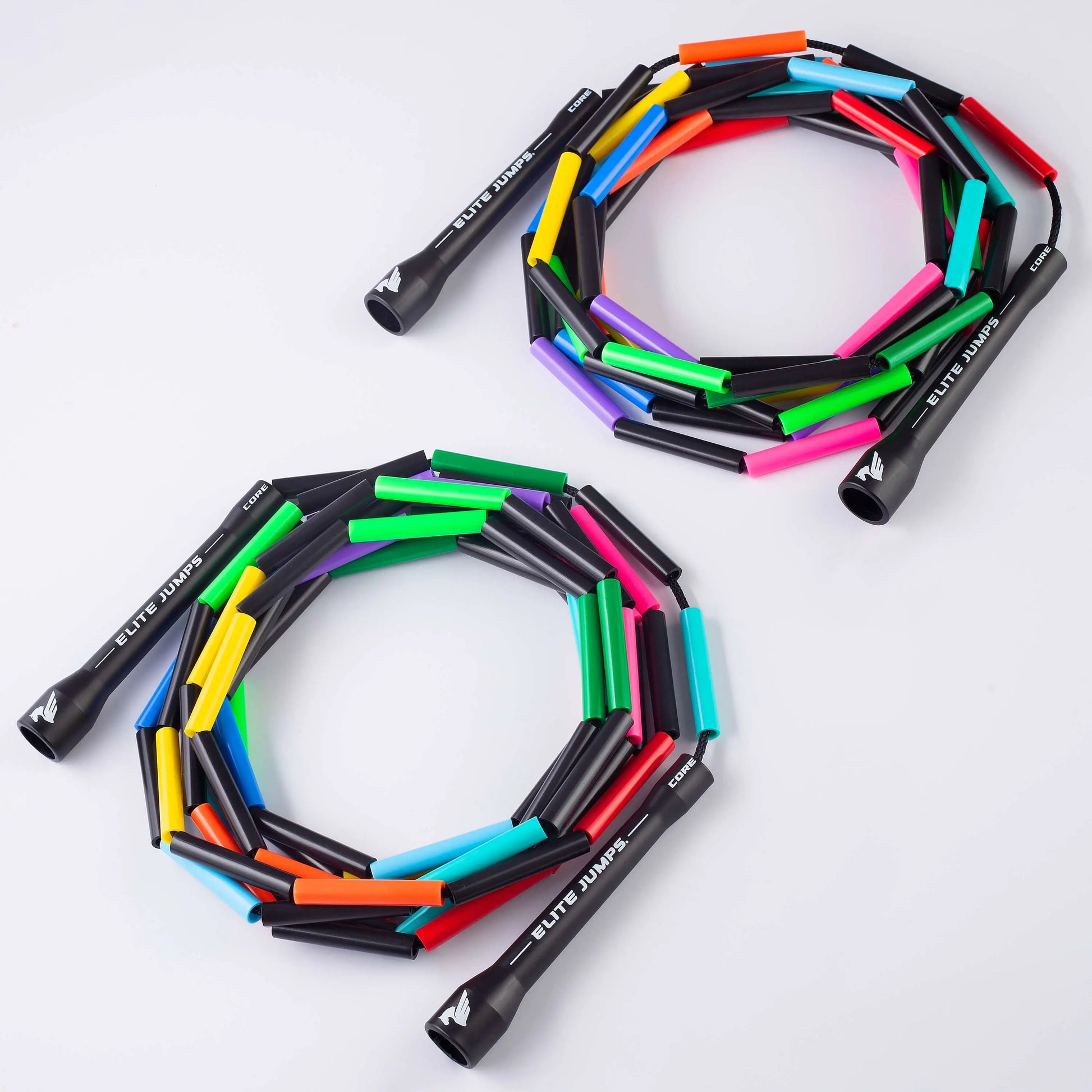 Elite Jumps Rainbow Redux Double Dutch Jump Rope 14Ft, 2 Pack | 2" Beaded Double Dutch Jump Rope for Adults & Kids | Made with Unbreakable Handles and Shatterproof Beads