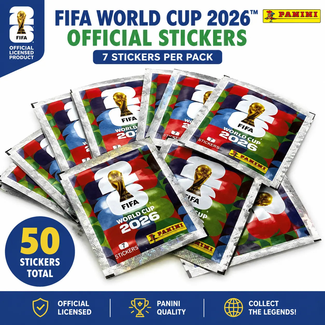 FIFA/PANINI Authorized World Cup Star Sticker Commemorative Booklet, Each Box of Stickers Contains 50 Bags, with 7 Stickers per Bag