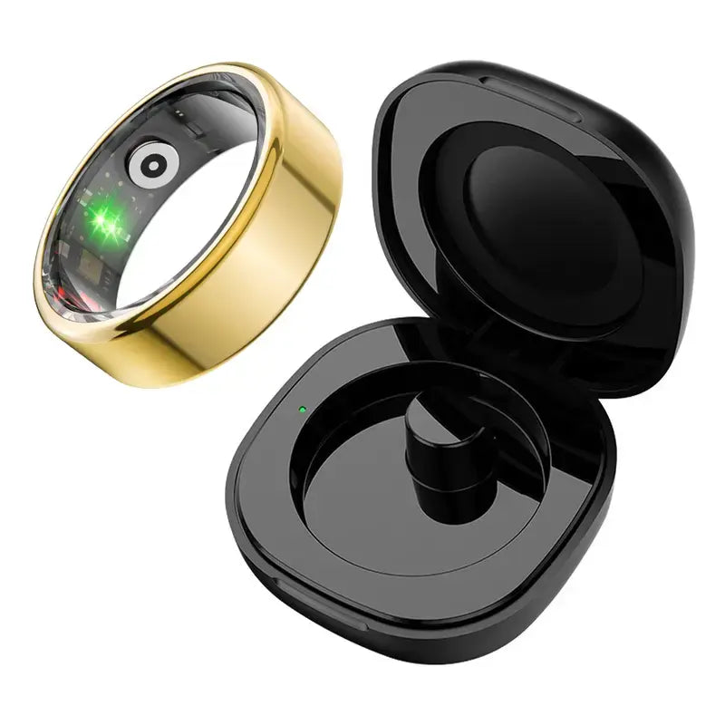BRILO T07 Modern round Smart Ring Health Tracker - Wearable Devices, Electronic Gadgets, Wireless Fitness Tracker for Work, Aerospace Titanium, 64Kb+8Kb Storage, IP68 Waterproof, Step Counter, Sleep Insights, Free App, Charging Case Included