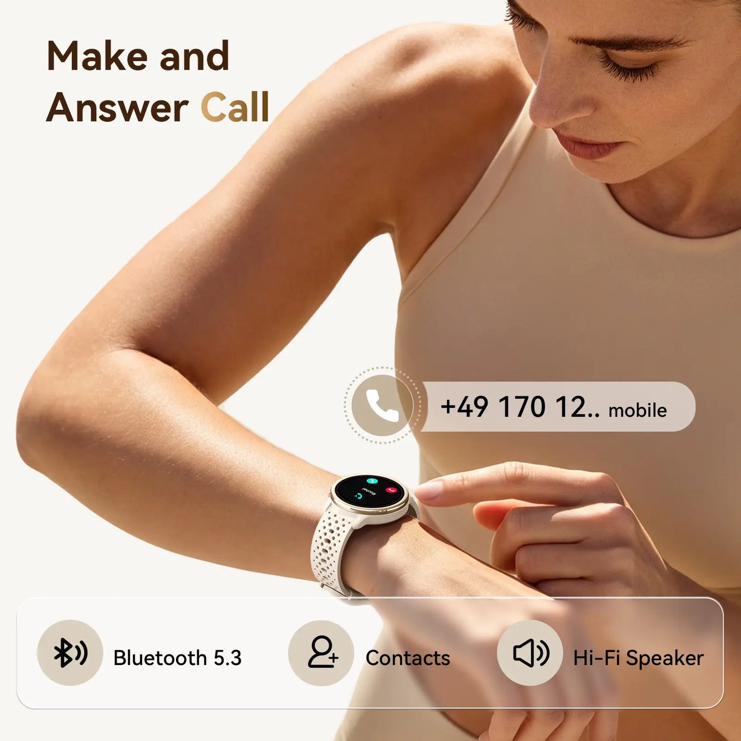 FANYAR-02 AI Smartwatch with Silicone Band, 1.27In Full Touch Screen,Ip68 Waterproof Bluetooth Music Player,Heart Rate/Sleep Monitor Fitness Tracker for Iphone Android Phones Health Smartwatch Wearable Smartphone Wristwatch Sport Mode Tiktokshopsummersale