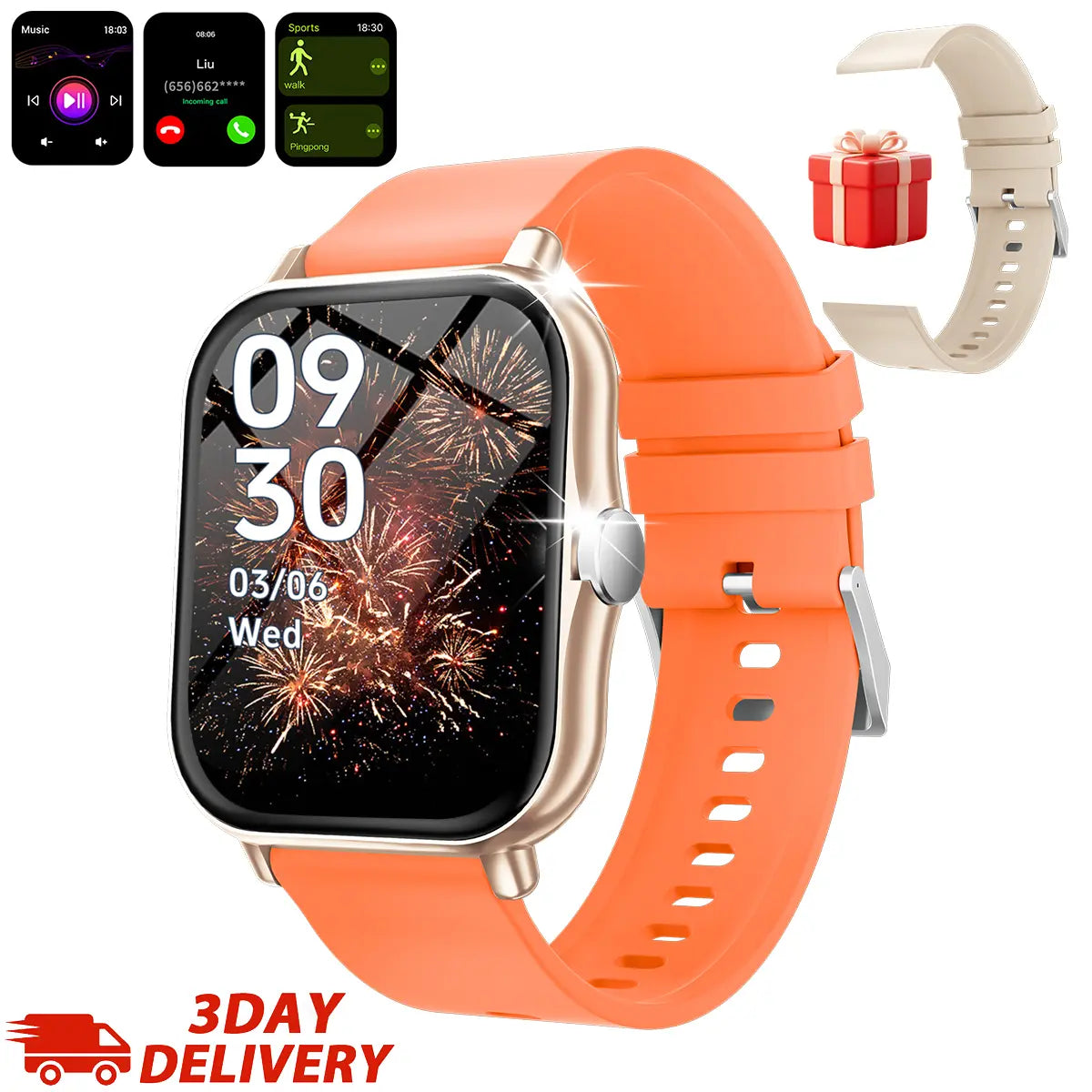 Free Delivery Smart Watch, Bluetooth Connect, 1.83 Hd Screen, Wireless Call & Music, Multiple Sports Modes, Text Message, Music Player, Daily Tool, Ideal Gift, Unisex