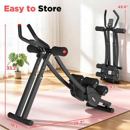 Dual Split-Track Ab Machine for Home Abs Workout, Ergonomic Metal Frame Core Trainer with 5-Level Adjustable Resistance, 440 LBS Capacity, Foldable with LCD Display