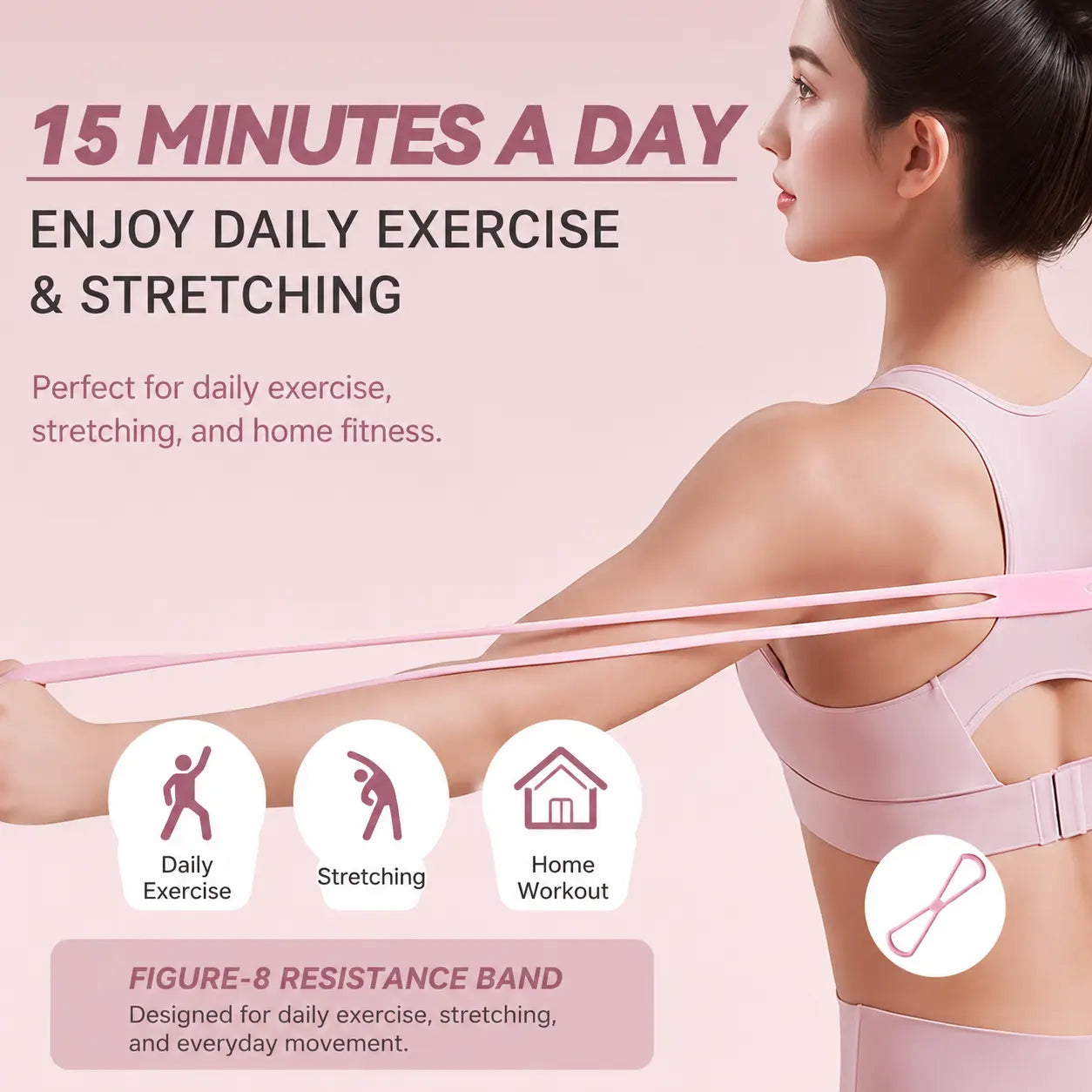 Figure-8 Resistance Band, Portable Stretching Gear for Home Workout, Beginner-Friendly Daily Movement & Flexibility, Workout Bands, Beginner Workout Routine