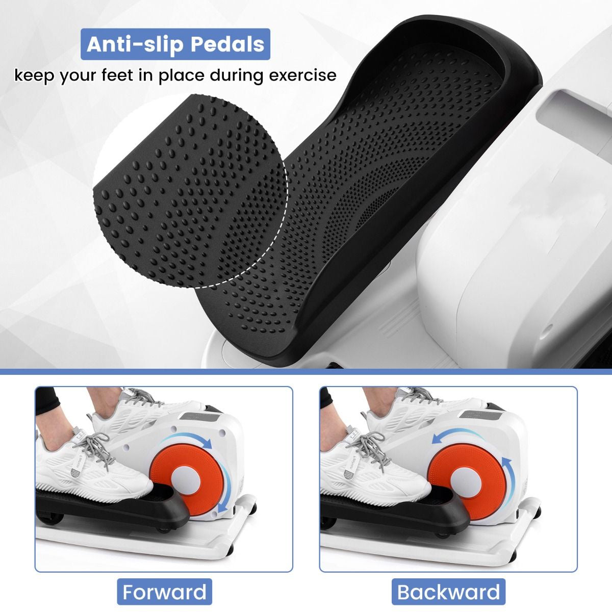 Under Desk Elliptical Machine with Display Screen and Remote Control