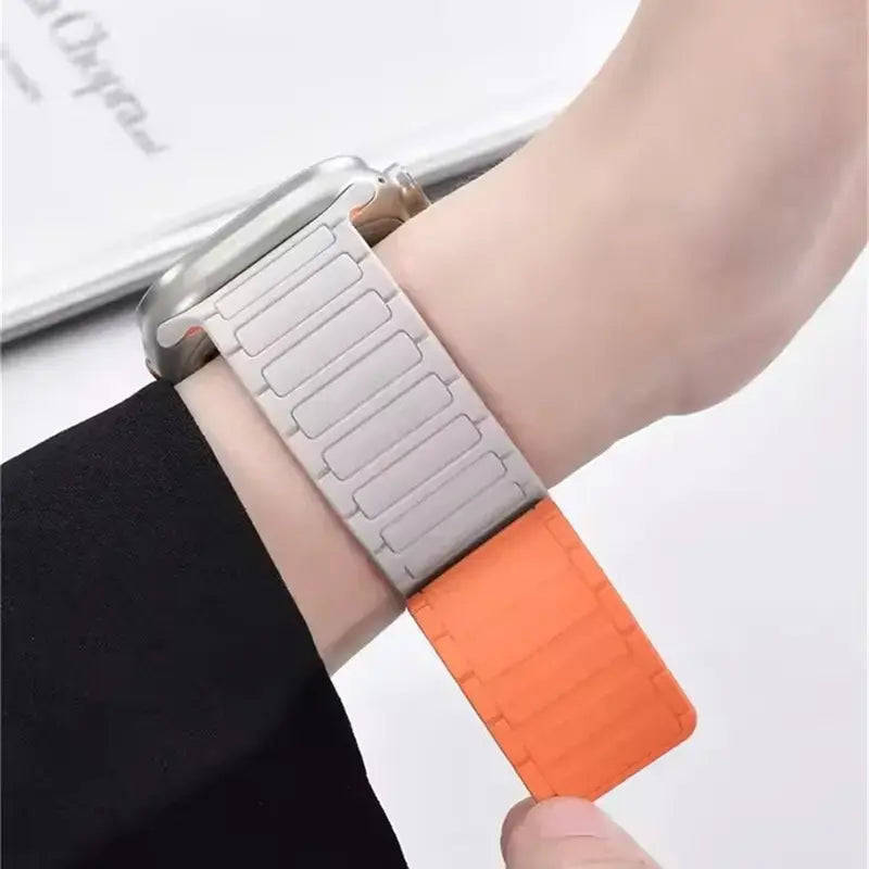 Ultra Soft Magnetic Silicone Smart Wearable Accessories, Apple Watch Replacement Bands for Ultra 2/Se/Series 11-3, Sport Waterproof Adjustable 38-49Mm Wrist Strap for Men