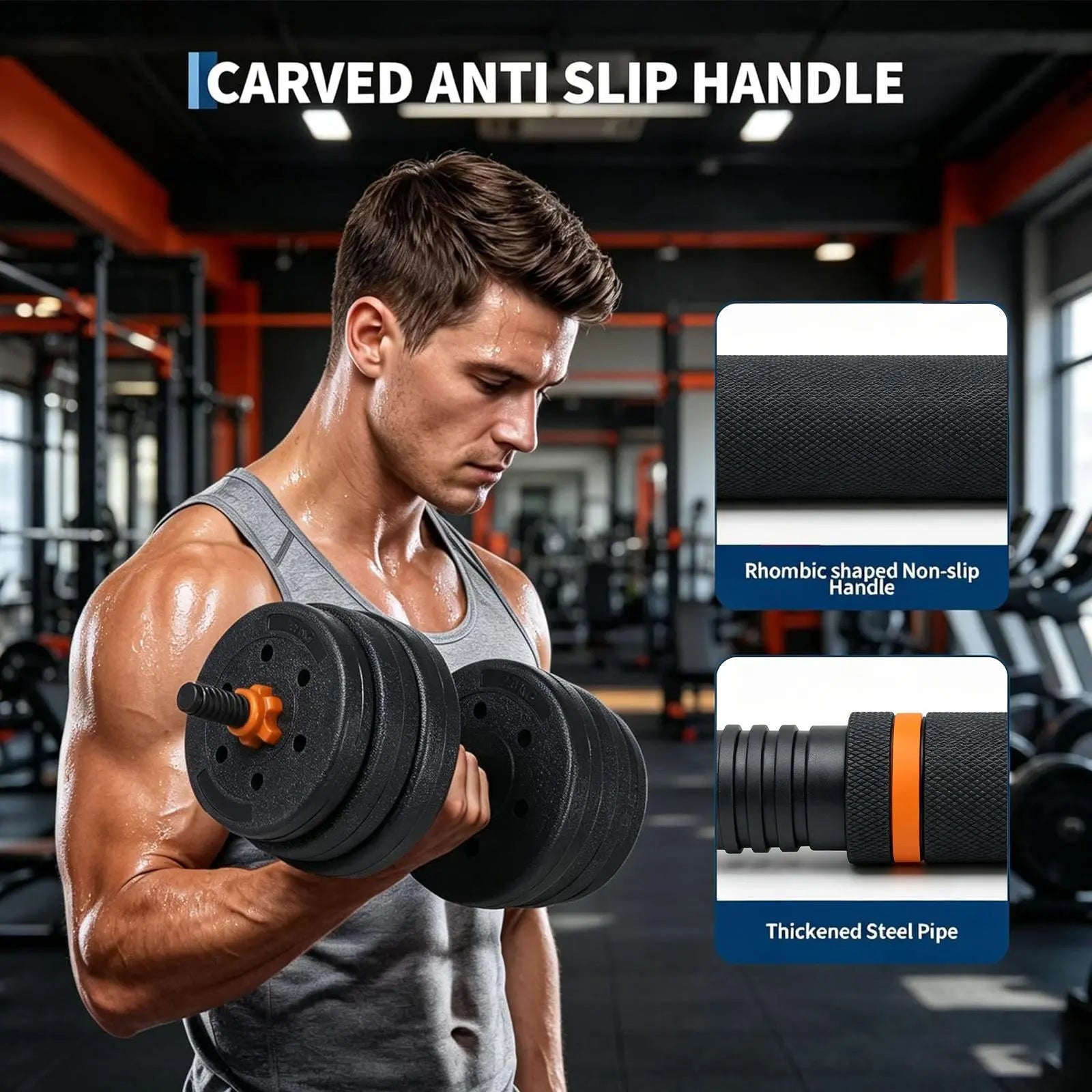 Fitness Workout Multi Functional Adjustable Dumbbell Weight Set Lbs 44Lb Barbell Kettlebell Push-Up Stand Home Gym Exercise Equipment for Men Women Summervibes