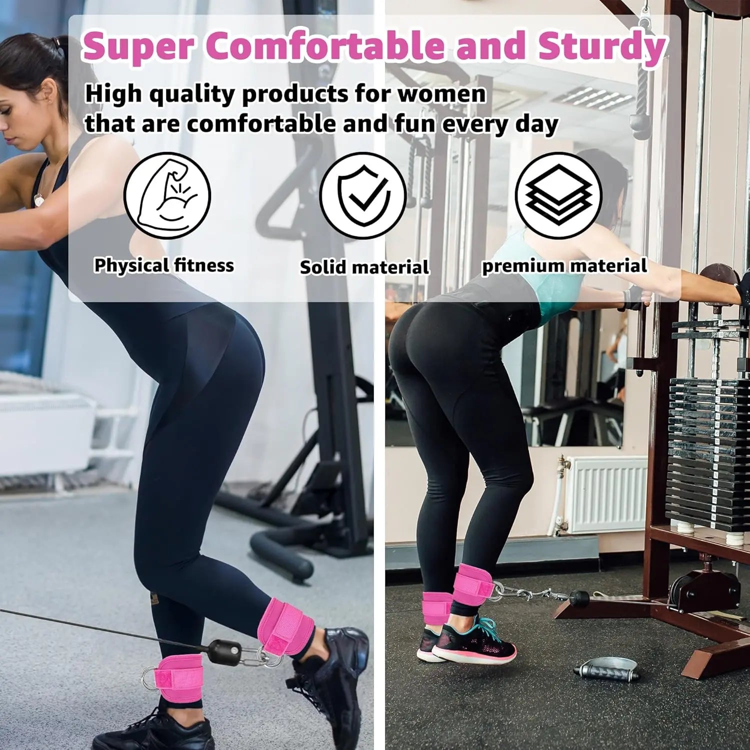 Ankle Resistance Bands, Ankle Bands for Working Out with Cuffs, Resistance Bands for Leg Butt Training Workout Equipment for Kickbacks Hip Gluteus Training Exercises, Ankle Strap with Exercise Bands Outdoorfun Fitness