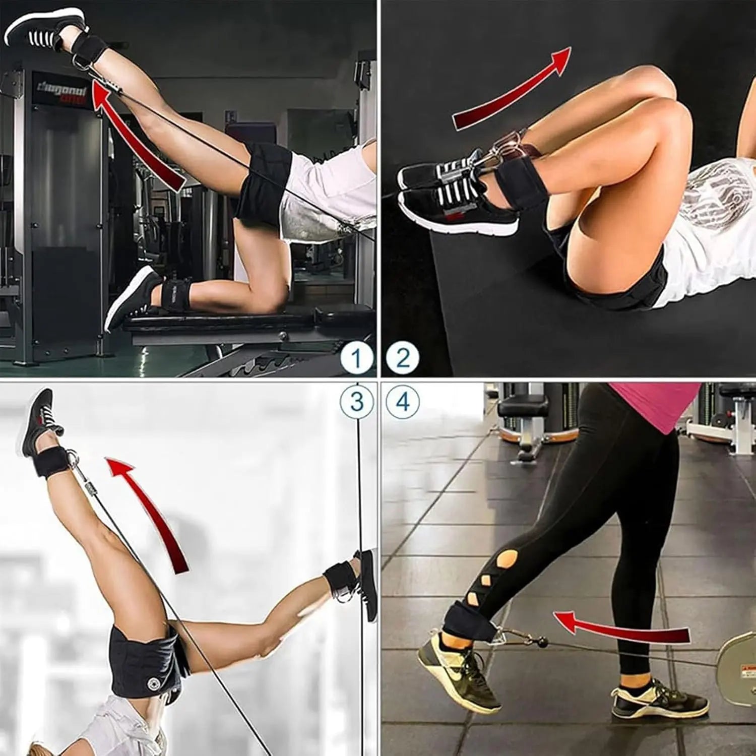Ankle Resistance Bands, Ankle Bands for Working Out with Cuffs, Resistance Bands for Leg Butt Training Workout Equipment for Kickbacks Hip Gluteus Training Exercises, Ankle Strap with Exercise Bands Outdoorfun Fitness