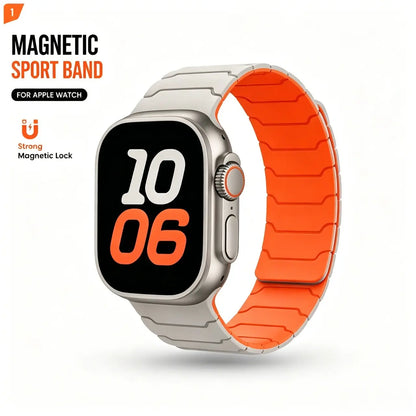 Ultra Soft Magnetic Silicone Smart Wearable Accessories, Apple Watch Replacement Bands for Ultra 2/Se/Series 11-3, Sport Waterproof Adjustable 38-49Mm Wrist Strap for Men