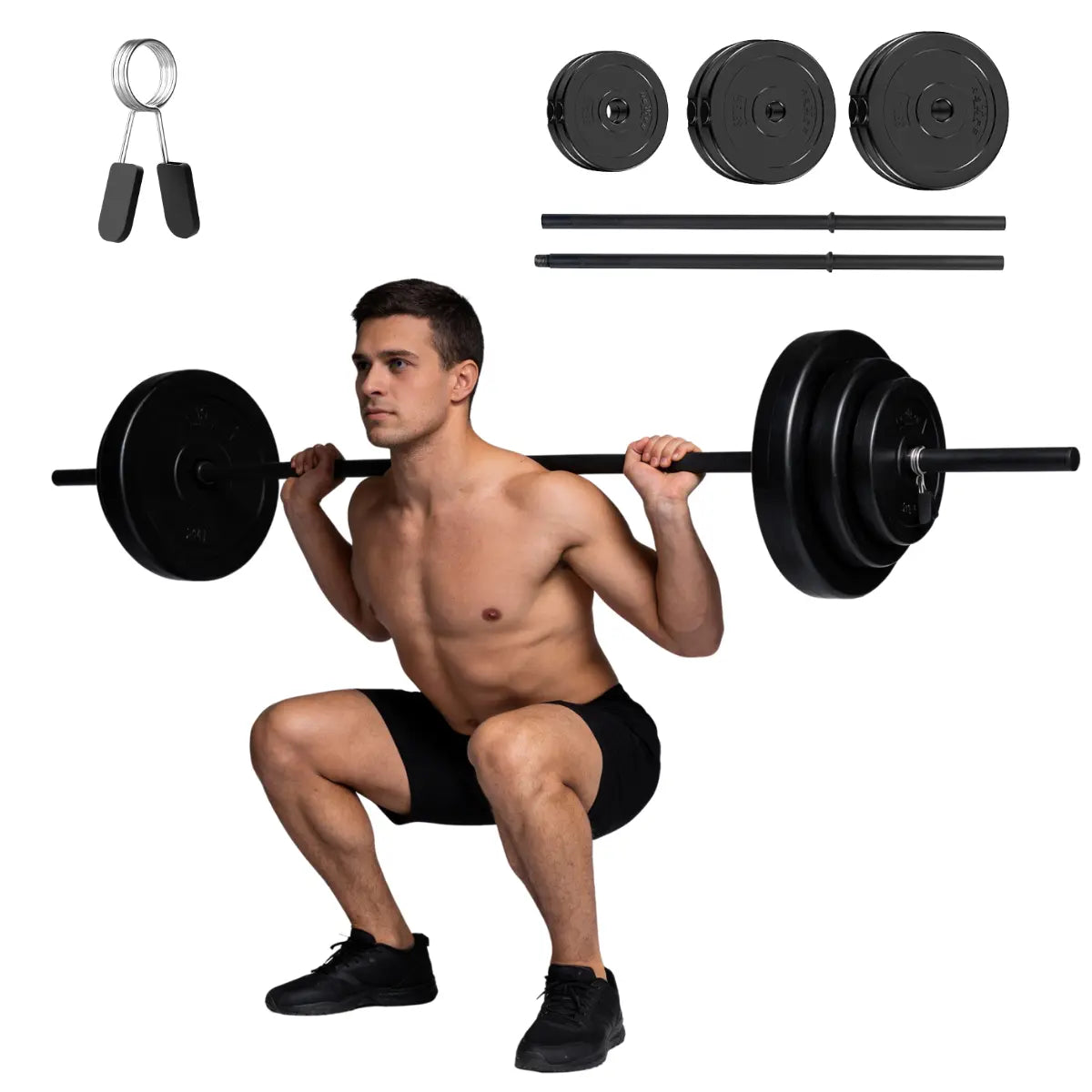 RELIFE Unisex Adjustable 45 LB Barbell Set - Free Weight Lifting Bar with Adjustable Weights for Home Gym Strength Train, Resistance Training, Full Body Workout & Body Recomp, Fit at Home