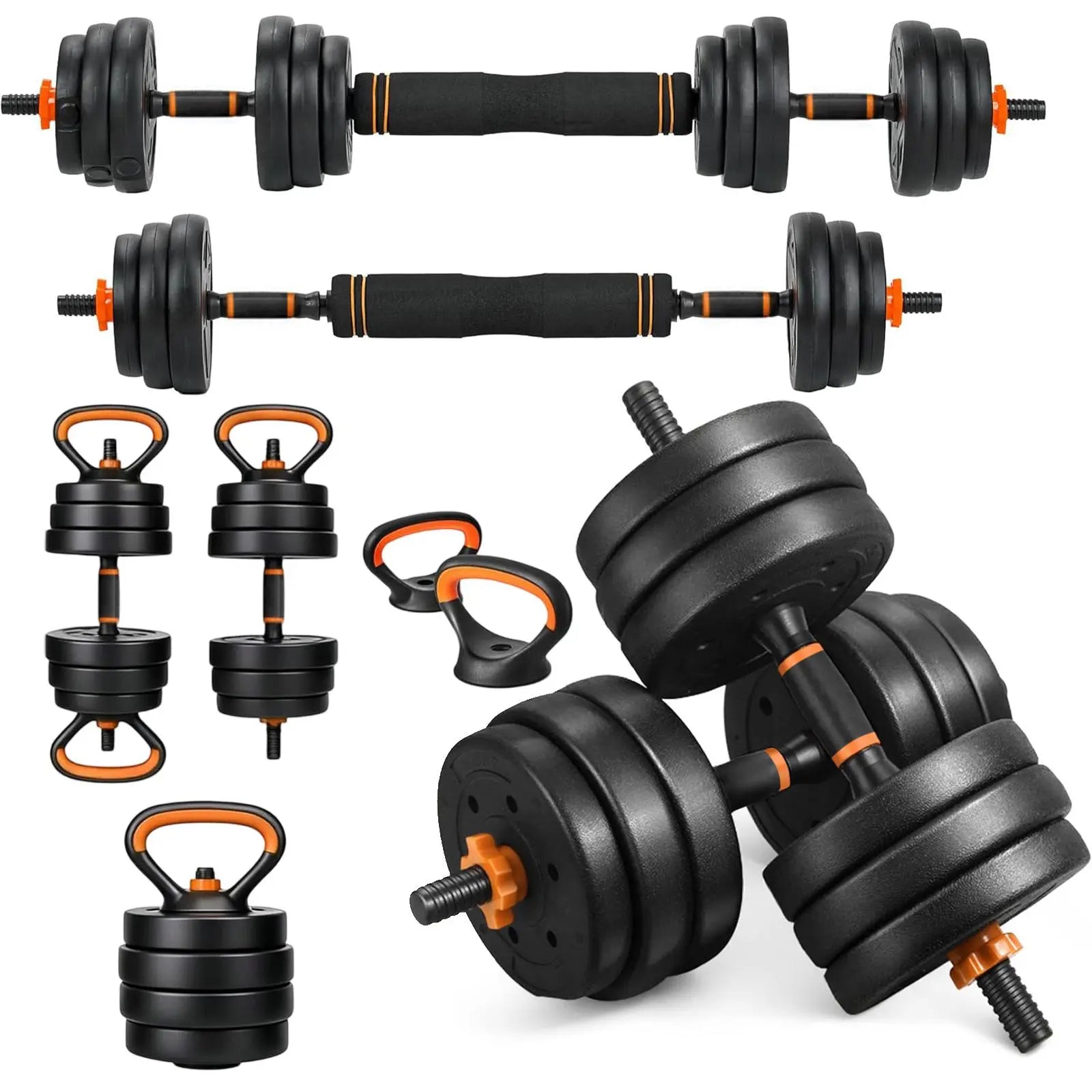 Fitness Workout Multi Functional Adjustable Dumbbell Weight Set Lbs 44Lb Barbell Kettlebell Push-Up Stand Home Gym Exercise Equipment for Men Women Summervibes