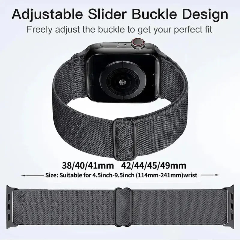 5-Pack Nylon Elastic Apple Watch Bands | Soft Breathable Sport Straps Compatible with Apple Watch Ultra & Series 10/9/8/7/6/5/4/3/2/1/SE | Adjustable Unisex Watch Bands