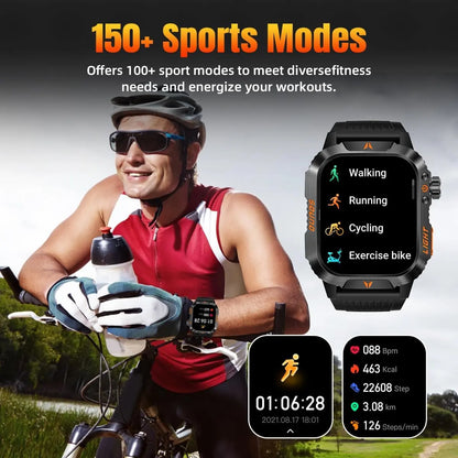 Mens Manly Style Smart Sports Watch with LED Lights - Wearable Device for Android & Iphone, Wireless Calling, Message Reminders, Sports Mode, Voice Control Assistant, Weather Push, Stopwatch, Timer, Fitness Tracker, Ideal Mens Gifts
