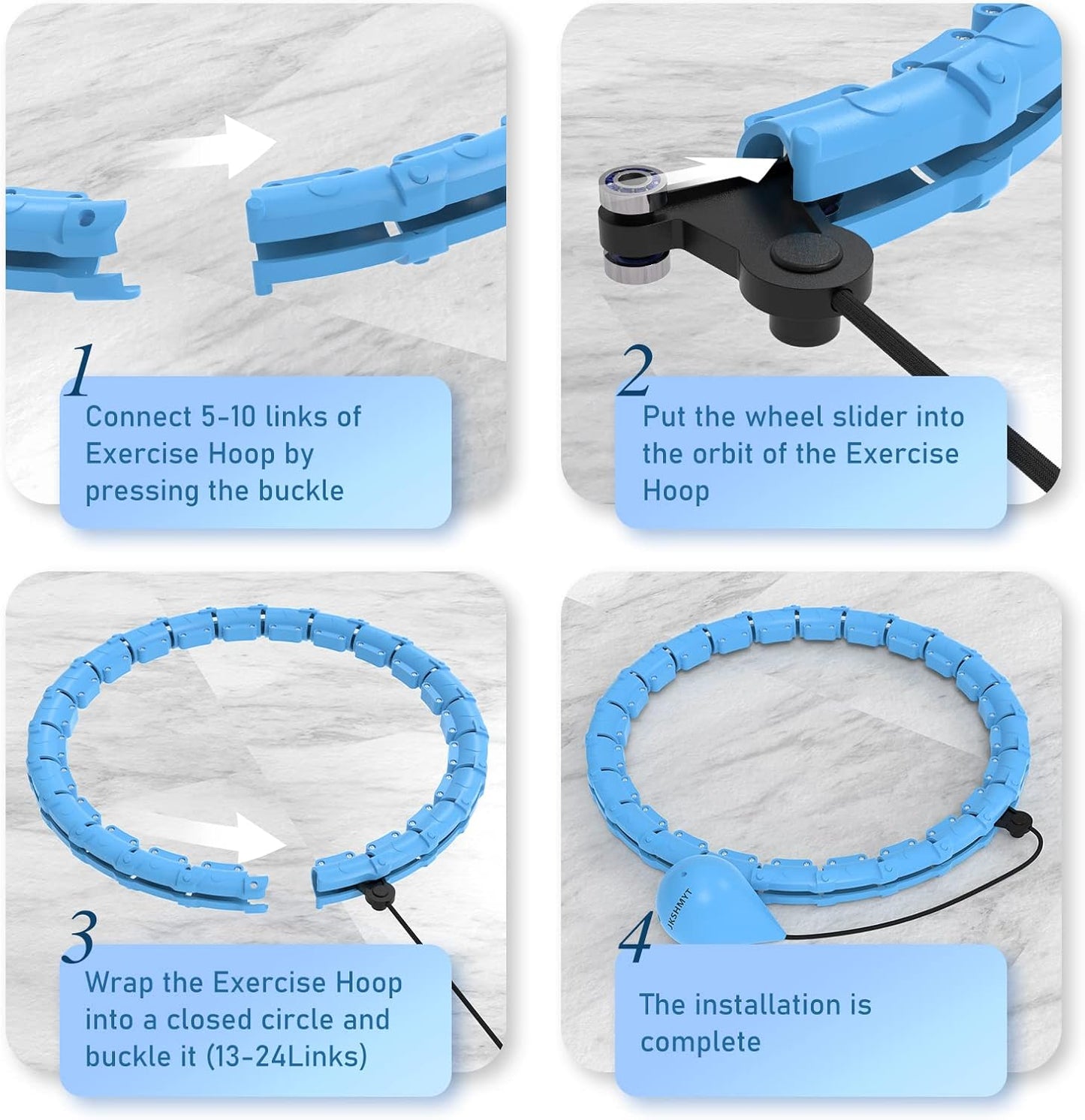 Weighted Infinity Hula Hoop - 24-Link Adjustable Fitness Hoop