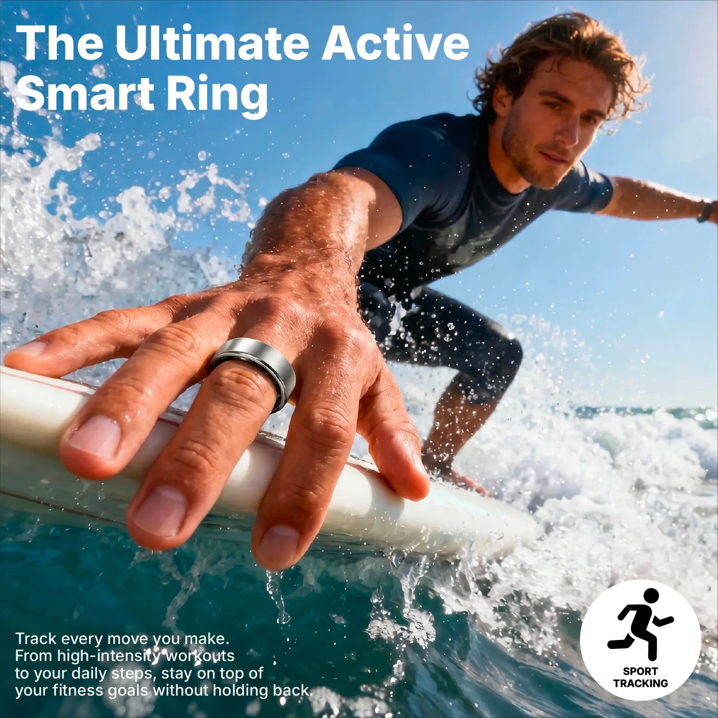 BRILO T07 Modern round Smart Ring Health Tracker - Wearable Devices, Electronic Gadgets, Wireless Fitness Tracker for Work, Aerospace Titanium, 64Kb+8Kb Storage, IP68 Waterproof, Step Counter, Sleep Insights, Free App, Charging Case Included