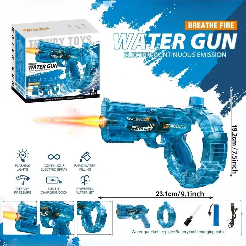 Electric Water Blaster with Lights & Sound Effects, Automatic Water Gun for Kids & Adults, Powerful Water Pistol for Pool, Beach, Backyard & Summer Vibes