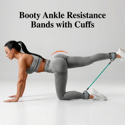 Ankle Resistance Bands, Ankle Bands for Working Out with Cuffs, Resistance Bands for Leg Butt Training Workout Equipment for Kickbacks Hip Gluteus Training Exercises, Ankle Strap with Exercise Bands Outdoorfun Fitness