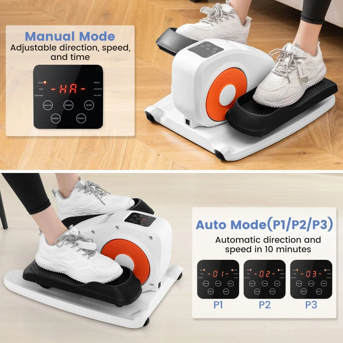 Under Desk Elliptical Machine with Display Screen and Remote Control