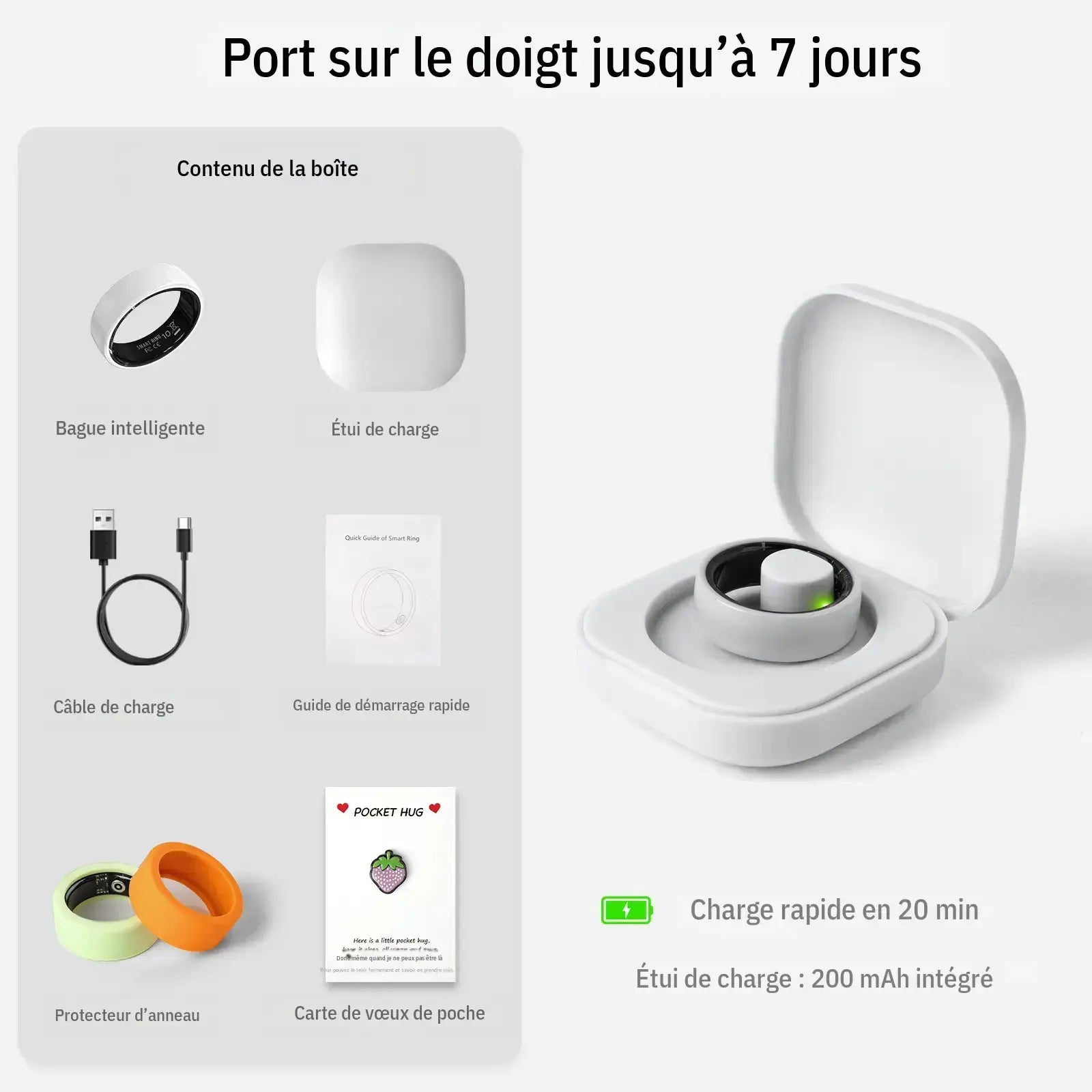 White Ceramic Smart Ring for Men & Women – IP68 Waterproof Health & Fitness Tracker, Sleep, Heart Rate, Stress & Cycle Monitor, Ios & Android Compatible, Charging Case Included,#Tiktokshopsummersale
