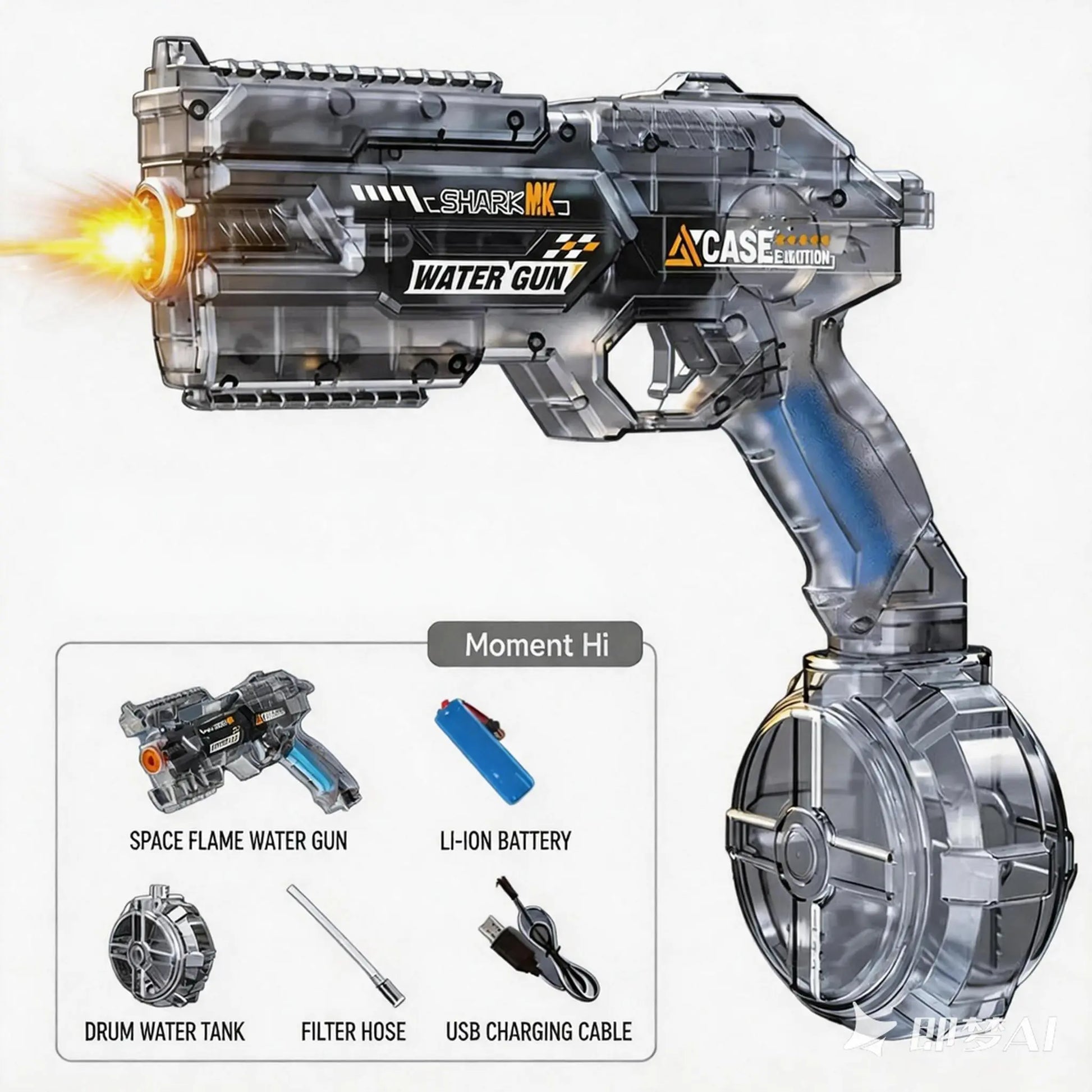 LED Electric Water Blaster – High-, Powerful Squirt Gun for Kids & Adults ,Strong Water Blaster,Summer Electric Water Blaster Toy Pool Fun Powerful Electric Water Gun