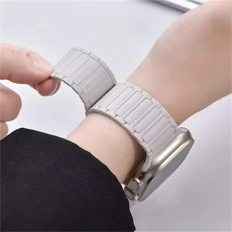 Ultra Soft Magnetic Silicone Smart Wearable Accessories, Apple Watch Replacement Bands for Ultra 2/Se/Series 11-3, Sport Waterproof Adjustable 38-49Mm Wrist Strap for Men