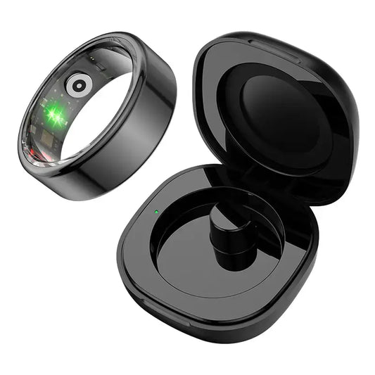 BRILO T07 Modern round Smart Ring Health Tracker - Wearable Devices, Electronic Gadgets, Wireless Fitness Tracker for Work, Aerospace Titanium, 64Kb+8Kb Storage, IP68 Waterproof, Step Counter, Sleep Insights, Free App, Charging Case Included