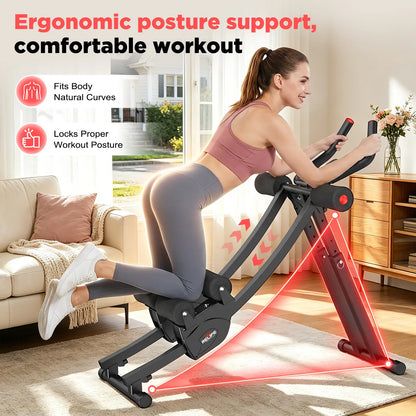 Dual Split-Track Ab Machine for Home Abs Workout, Ergonomic Metal Frame Core Trainer with 5-Level Adjustable Resistance, 440 LBS Capacity, Foldable with LCD Display