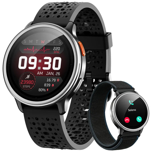 FANYAR-02 AI Smartwatch with Silicone Band, 1.27In Full Touch Screen,Ip68 Waterproof Bluetooth Music Player,Heart Rate/Sleep Monitor Fitness Tracker for Iphone Android Phones Health Smartwatch Wearable Smartphone Wristwatch Sport Mode Tiktokshopsummersale