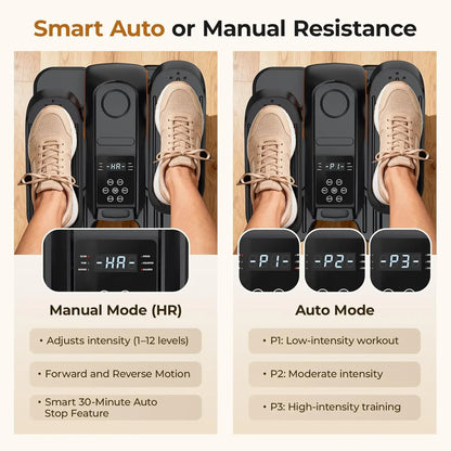 Under Desk Electric Elliptical Machine - 12 Speeds Portable Seated Pedal Exerciser with Remote Control, 3 Smart Workout Programs, Whisper-Quiet for Home Gym Setup, Encourages Movement with Motivating Display Vibration Plates Walking Pad
