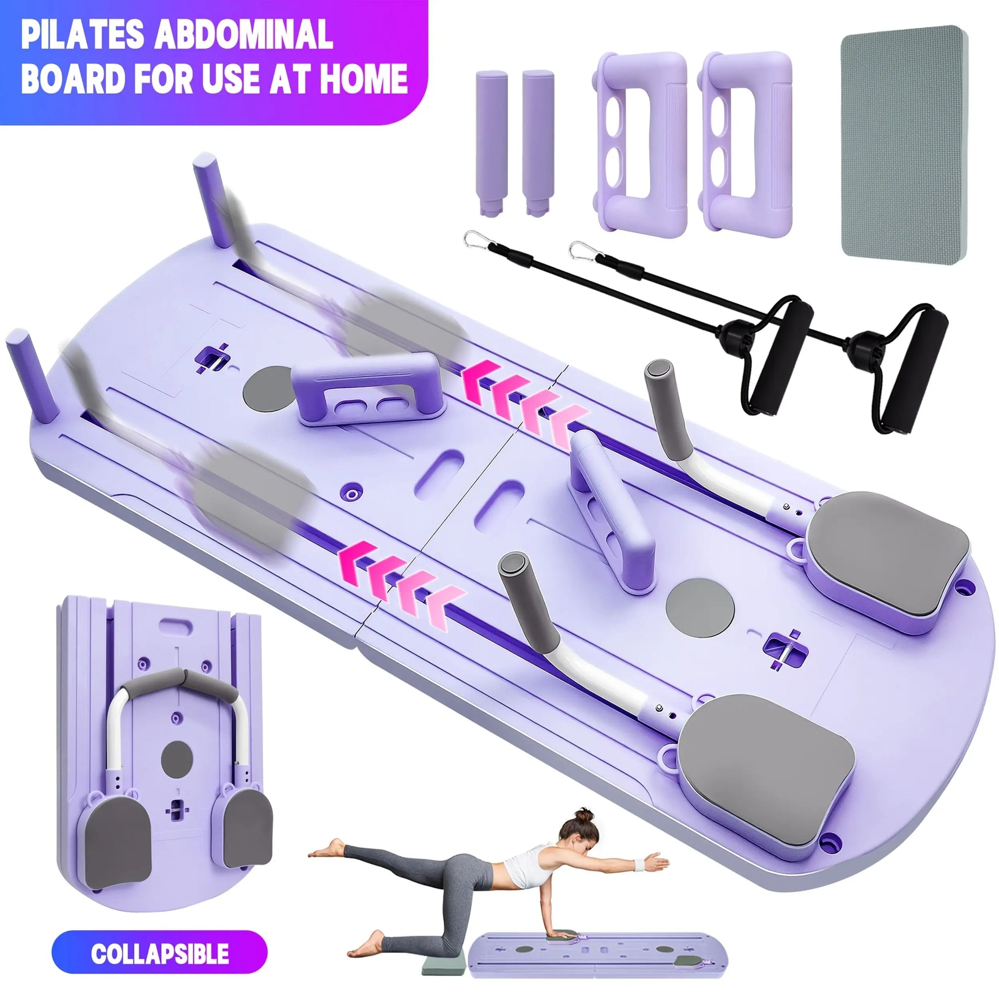 Foldable Abdominal Board with Foldable Design - Core Strength Training Equipment, Elbow Support, Knee Pads, Automatic Rebounder, Built-In Timer, Comes with Free Gifts, Free Gifts Included for Home Pilates, Crunch & Sit-Up Assist, Workouts for Flat Tummy,,