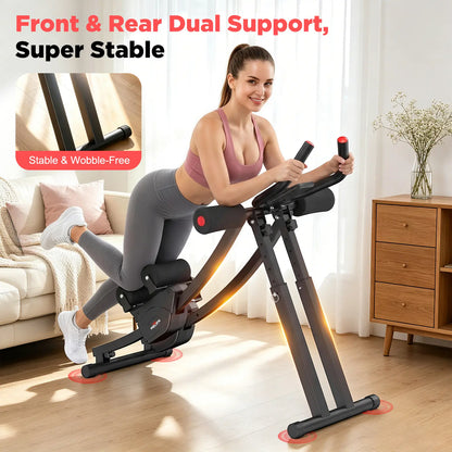 Dual Split-Track Ab Machine for Home Abs Workout, Ergonomic Metal Frame Core Trainer with 5-Level Adjustable Resistance, 440 LBS Capacity, Foldable with LCD Display