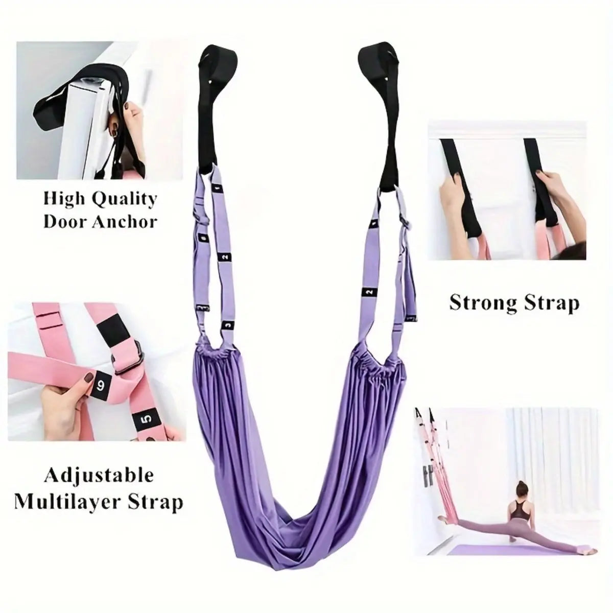 Aerial Yoga Hammock, Multifunctional Soft Fabric Swing for Dancers and Pilates, Adjustable Inversion Equipment for Home & Gym with Storage Bag, Portable Pilates Equipment, Multifunctional Pilates