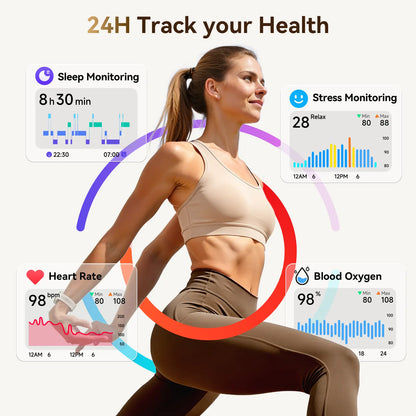 FANYAR-02 AI Smartwatch with Silicone Band, 1.27In Full Touch Screen,Ip68 Waterproof Bluetooth Music Player,Heart Rate/Sleep Monitor Fitness Tracker for Iphone Android Phones Health Smartwatch Wearable Smartphone Wristwatch Sport Mode Tiktokshopsummersale