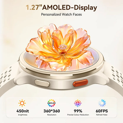 FANYAR-02 AI Smartwatch with Silicone Band, 1.27In Full Touch Screen,Ip68 Waterproof Bluetooth Music Player,Heart Rate/Sleep Monitor Fitness Tracker for Iphone Android Phones Health Smartwatch Wearable Smartphone Wristwatch Sport Mode Tiktokshopsummersale