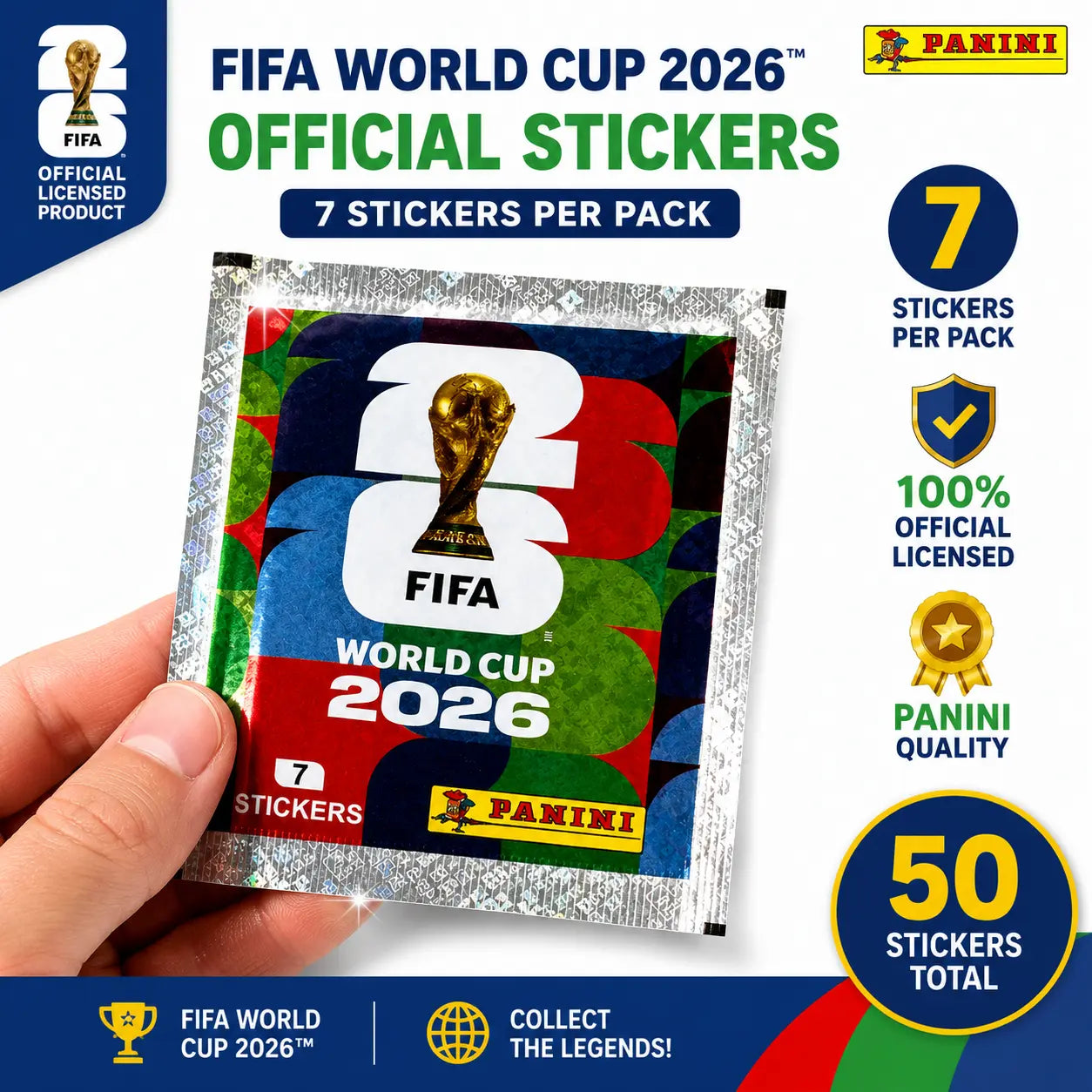 FIFA/PANINI Authorized World Cup Star Sticker Commemorative Booklet, Each Box of Stickers Contains 50 Bags, with 7 Stickers per Bag