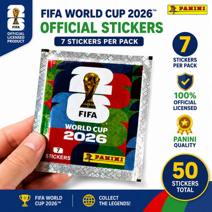 FIFA/PANINI Authorized World Cup Star Sticker Commemorative Booklet, Each Box of Stickers Contains 50 Bags, with 7 Stickers per Bag