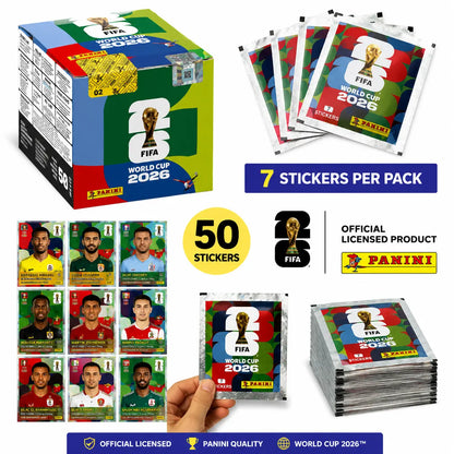 FIFA/PANINI Authorized World Cup Star Sticker Commemorative Booklet, Each Box of Stickers Contains 50 Bags, with 7 Stickers per Bag