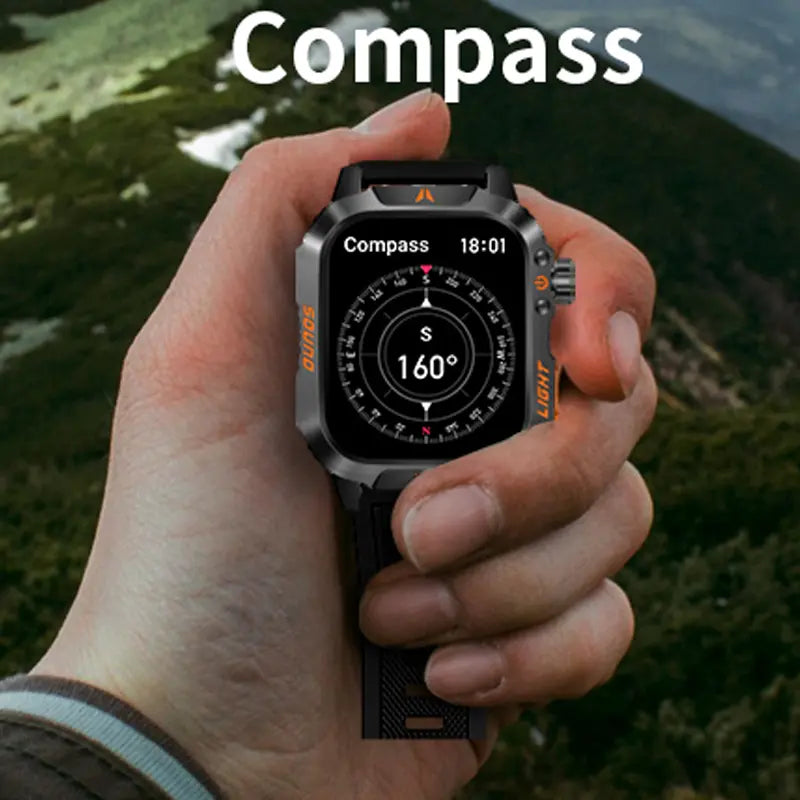 Mens Manly Style Smart Sports Watch with LED Lights - Wearable Device for Android & Iphone, Wireless Calling, Message Reminders, Sports Mode, Voice Control Assistant, Weather Push, Stopwatch, Timer, Fitness Tracker, Ideal Mens Gifts
