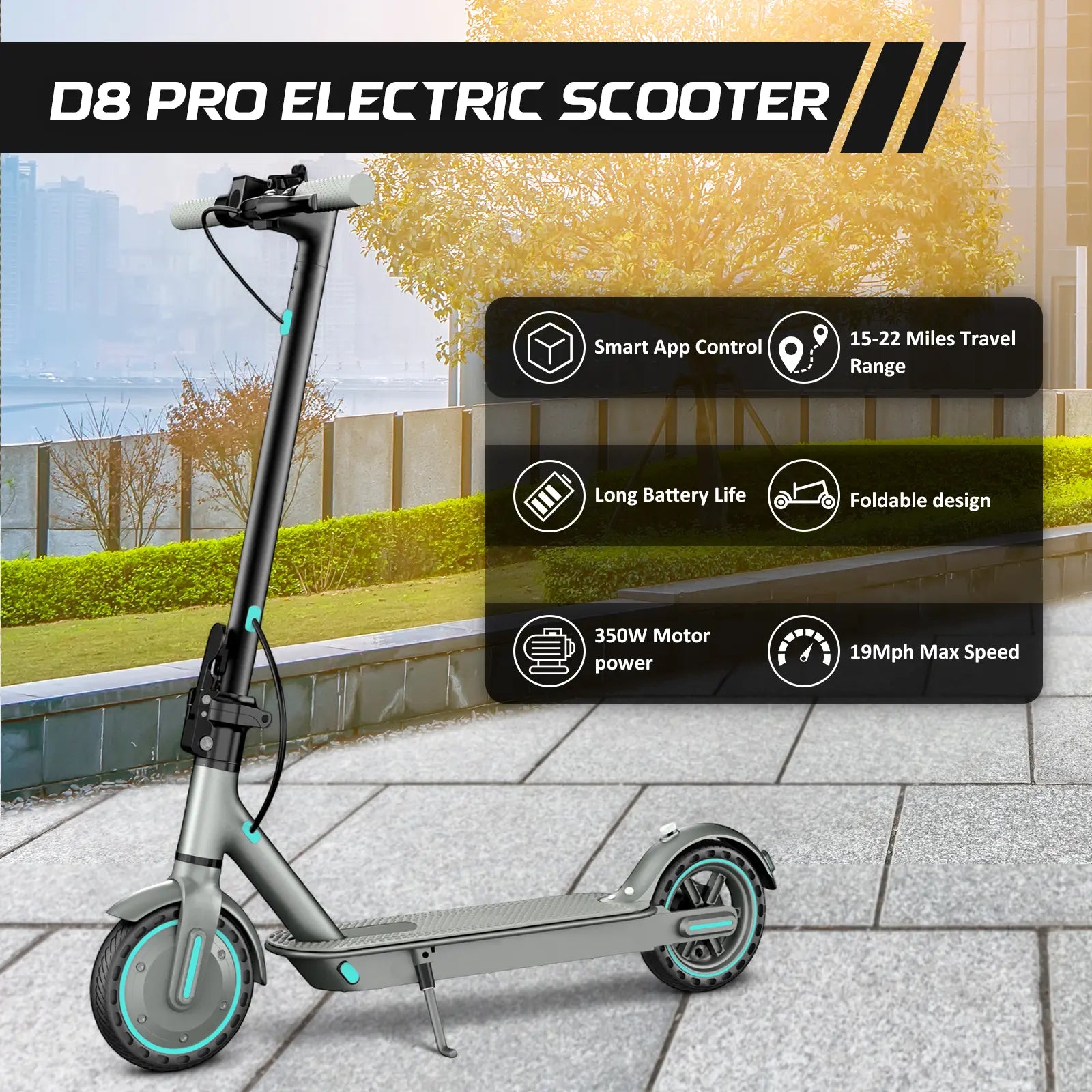 [Mother'S Day Flash Sale] Folding Electric Scooter - 350W Motor, 19 MPH Top Speed, App Control, Disc Braking System, Adjustable Handlebars, Non-Waterproof App Controlled Commuting High Speed Scooter, App Controlled Scooter