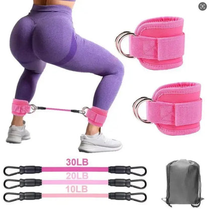 Ankle Resistance Bands, Ankle Bands for Working Out with Cuffs, Resistance Bands for Leg Butt Training Workout Equipment for Kickbacks Hip Gluteus Training Exercises, Ankle Strap with Exercise Bands Outdoorfun Fitness