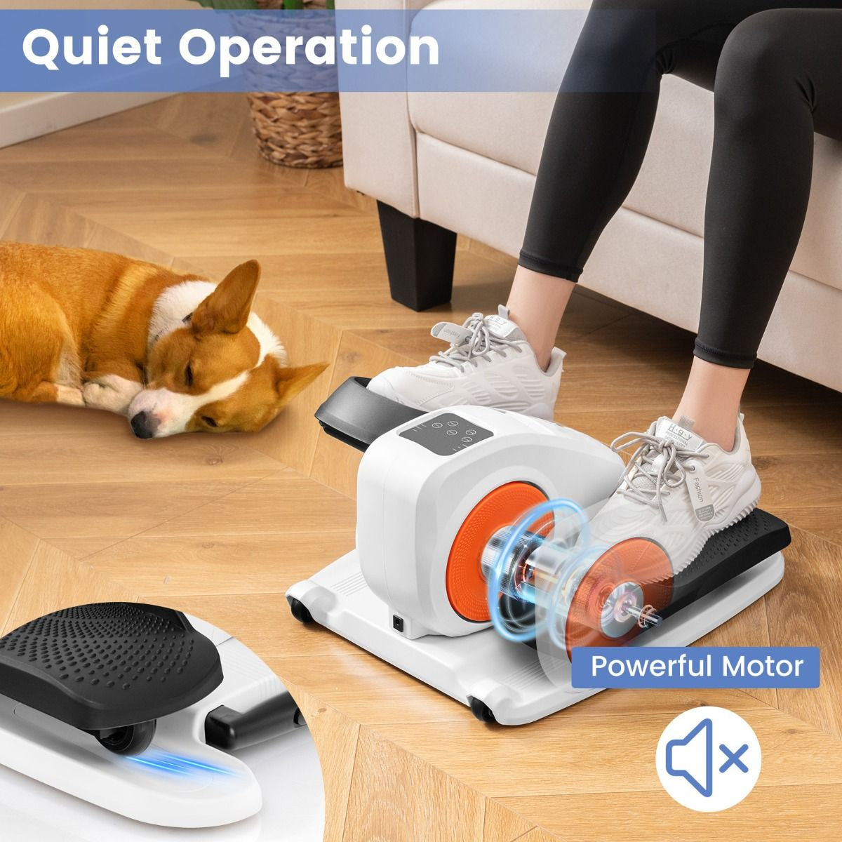 Under Desk Elliptical Machine with Display Screen and Remote Control