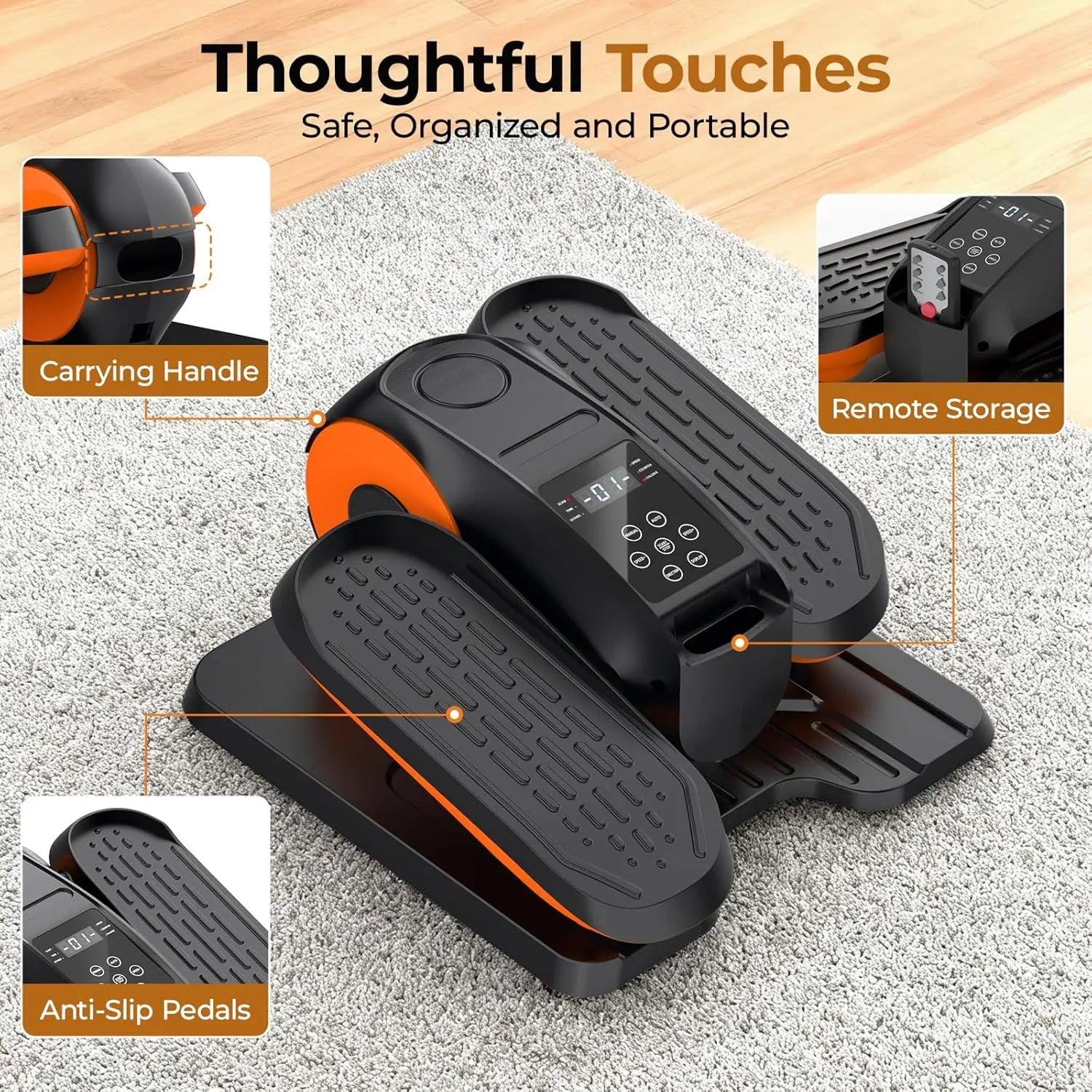 Under Desk Electric Elliptical Machine - 12 Speeds Portable Seated Pedal Exerciser with Remote Control, 3 Smart Workout Programs, Whisper-Quiet for Home Gym Setup, Encourages Movement with Motivating Display Vibration Plates Walking Pad