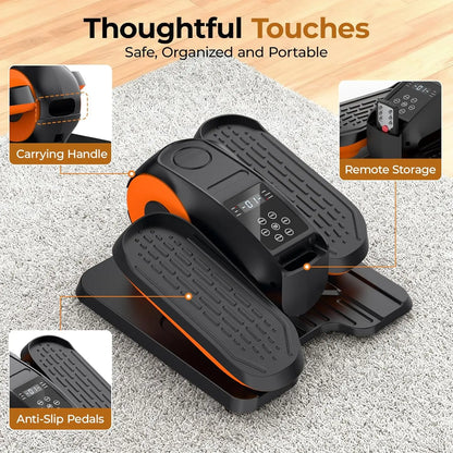 Under Desk Electric Elliptical Machine - 12 Speeds Portable Seated Pedal Exerciser with Remote Control, 3 Smart Workout Programs, Whisper-Quiet for Home Gym Setup, Encourages Movement with Motivating Display Vibration Plates Walking Pad