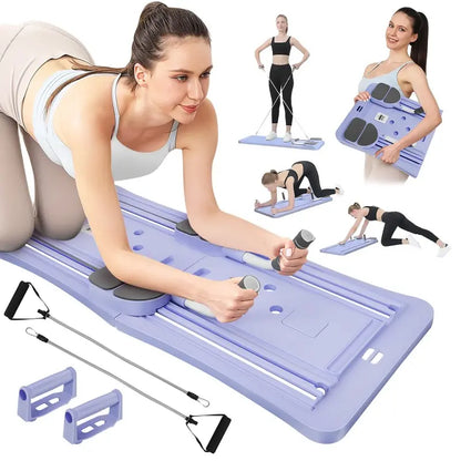 Foldable Abdominal Board with Foldable Design - Core Strength Training Equipment, Elbow Support, Knee Pads, Automatic Rebounder, Built-In Timer, Comes with Free Gifts, Free Gifts Included for Home Pilates, Crunch & Sit-Up Assist, Workouts for Flat Tummy,,