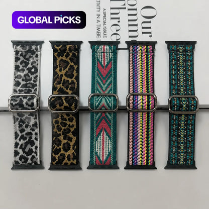 5-Pack Nylon Elastic Apple Watch Bands | Soft Breathable Sport Straps Compatible with Apple Watch Ultra & Series 10/9/8/7/6/5/4/3/2/1/SE | Adjustable Unisex Watch Bands